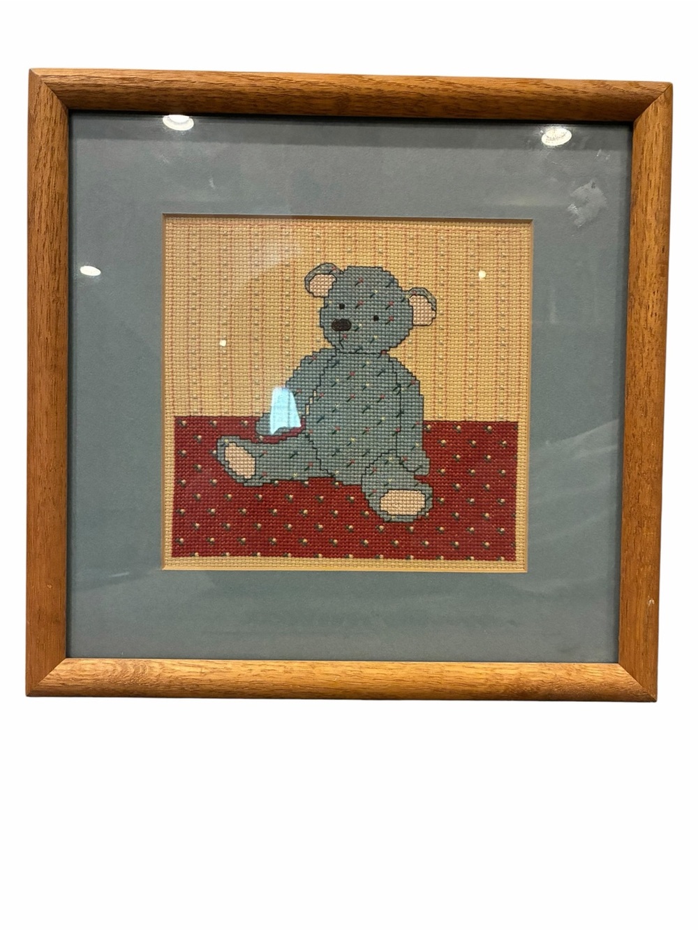 VintageY2K Cross stitch blue Teddy Bear
